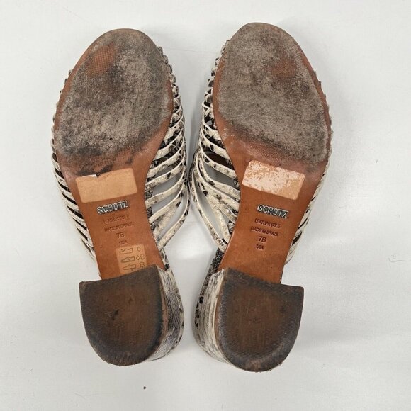 Schutz Leather Snakeskin Sandals Block Heel Sz 7 - Picture 7 of 8